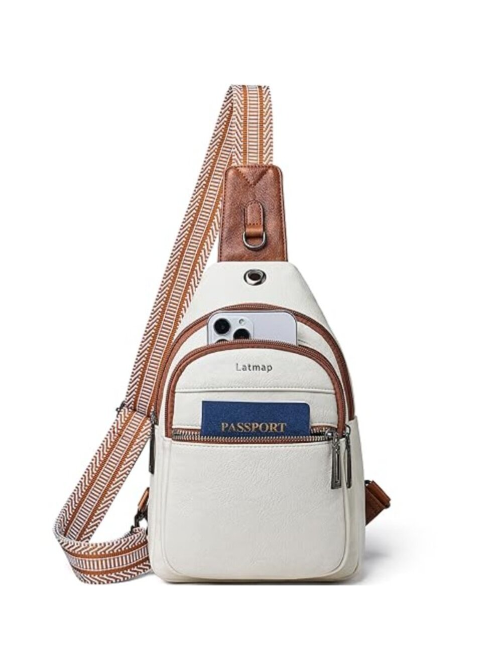 Faux Leather Sling Bag Crossbody Shoulder Backpack Travel Purse